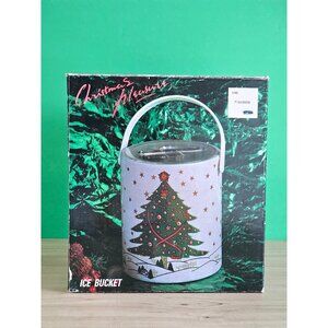 Vintage Christmas Ice Bucket, Small Cooler, Christmas Barware